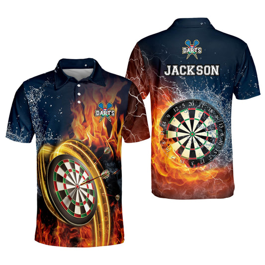 Water and Fire Style Personalized Darts Button Polo