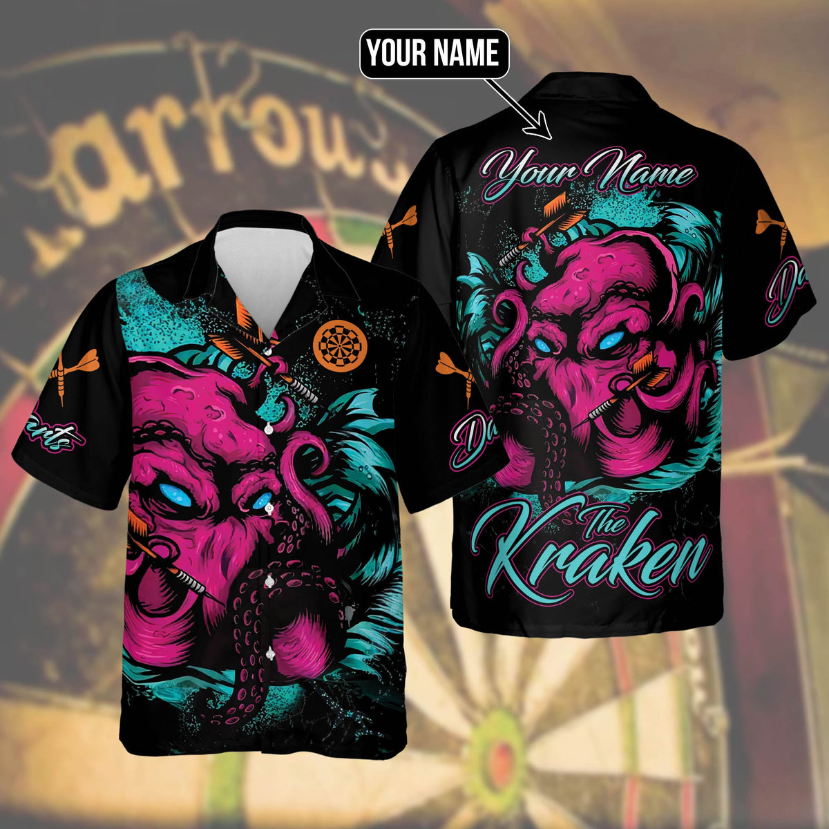 Abstract Personalized Darts Button Polo — Design 02