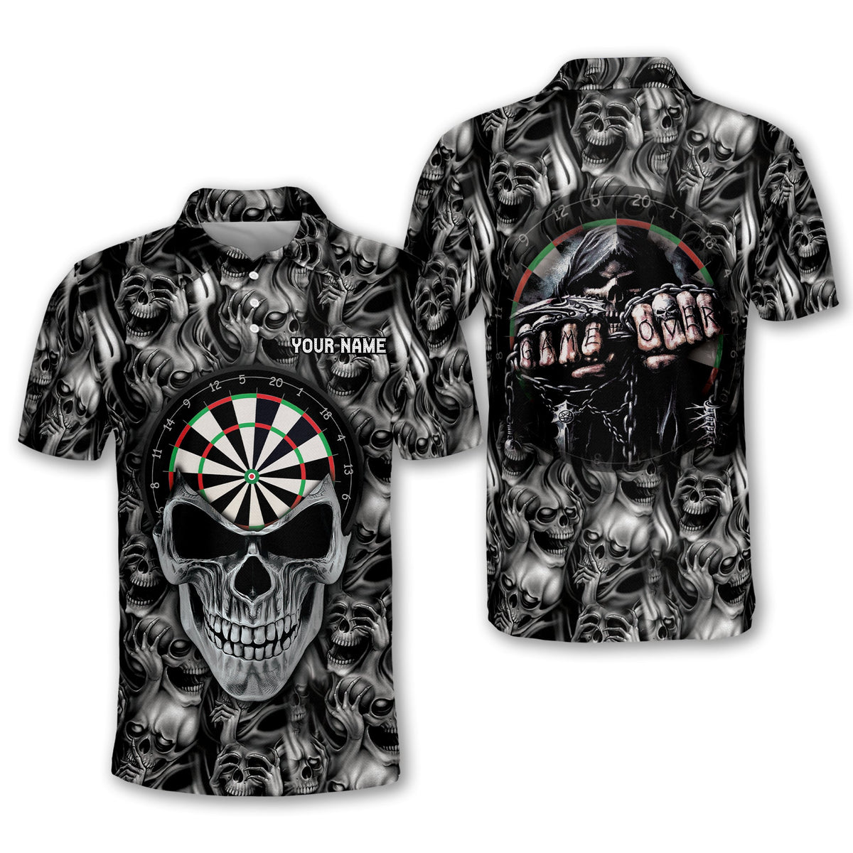 Skull for Player Personalized Darts Button Polo