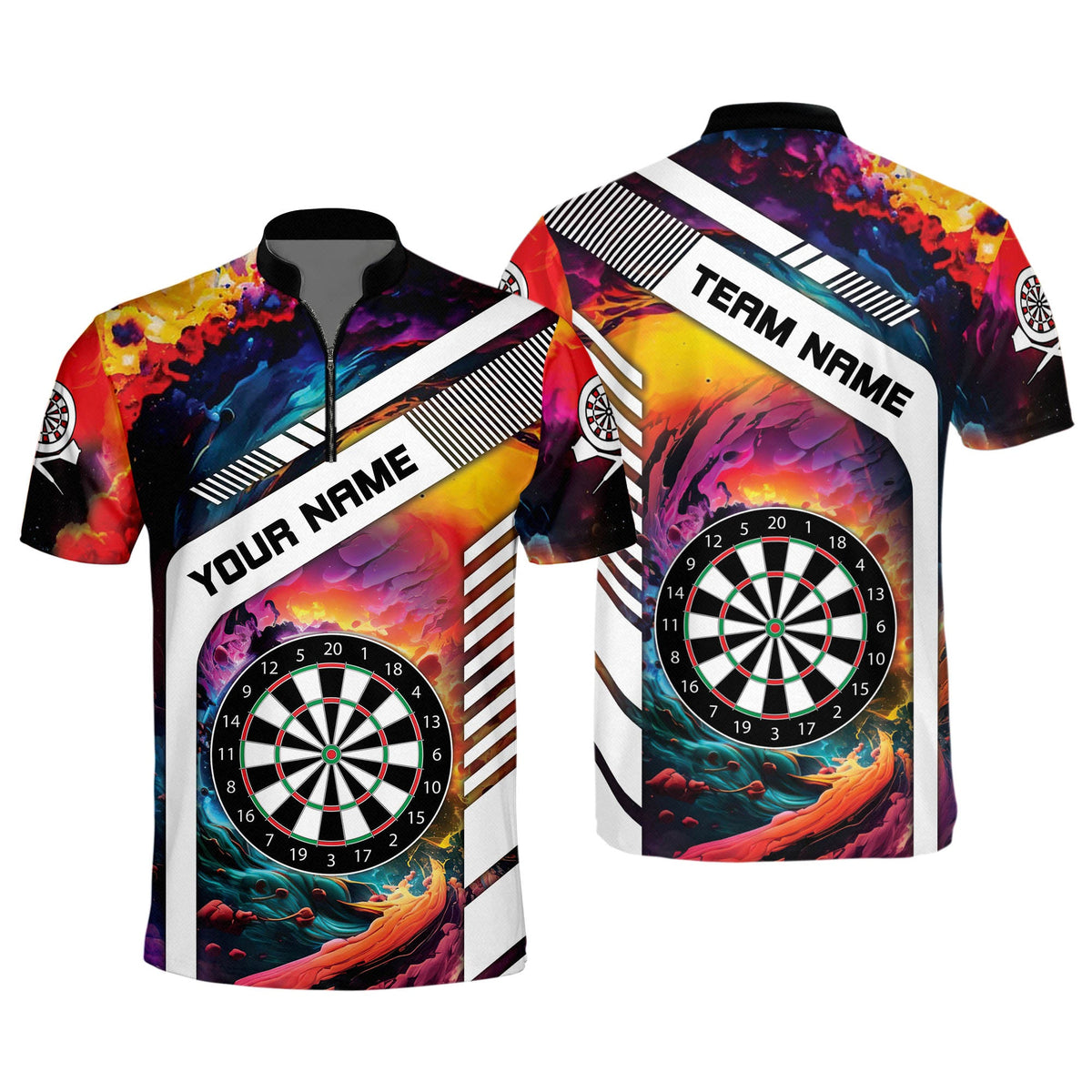 Rainbow Background Boart Personalized Darts Button Polo