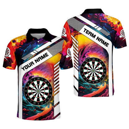 Rainbow Background Boart Personalized Darts Button Polo