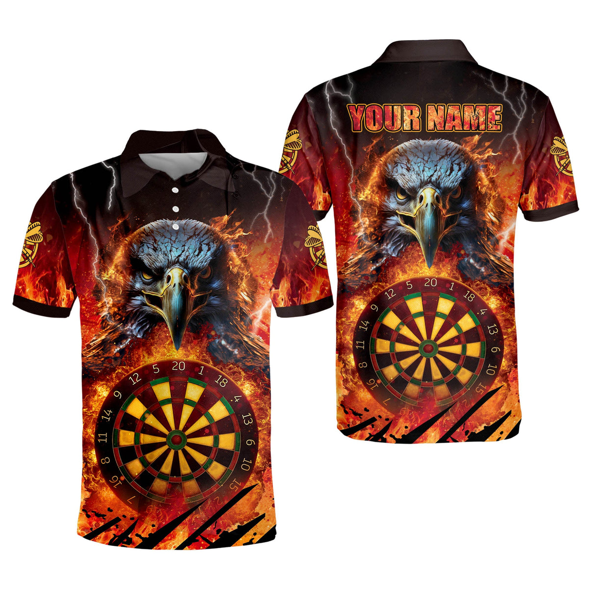 Flame Eagle Personalized Darts Button Polo