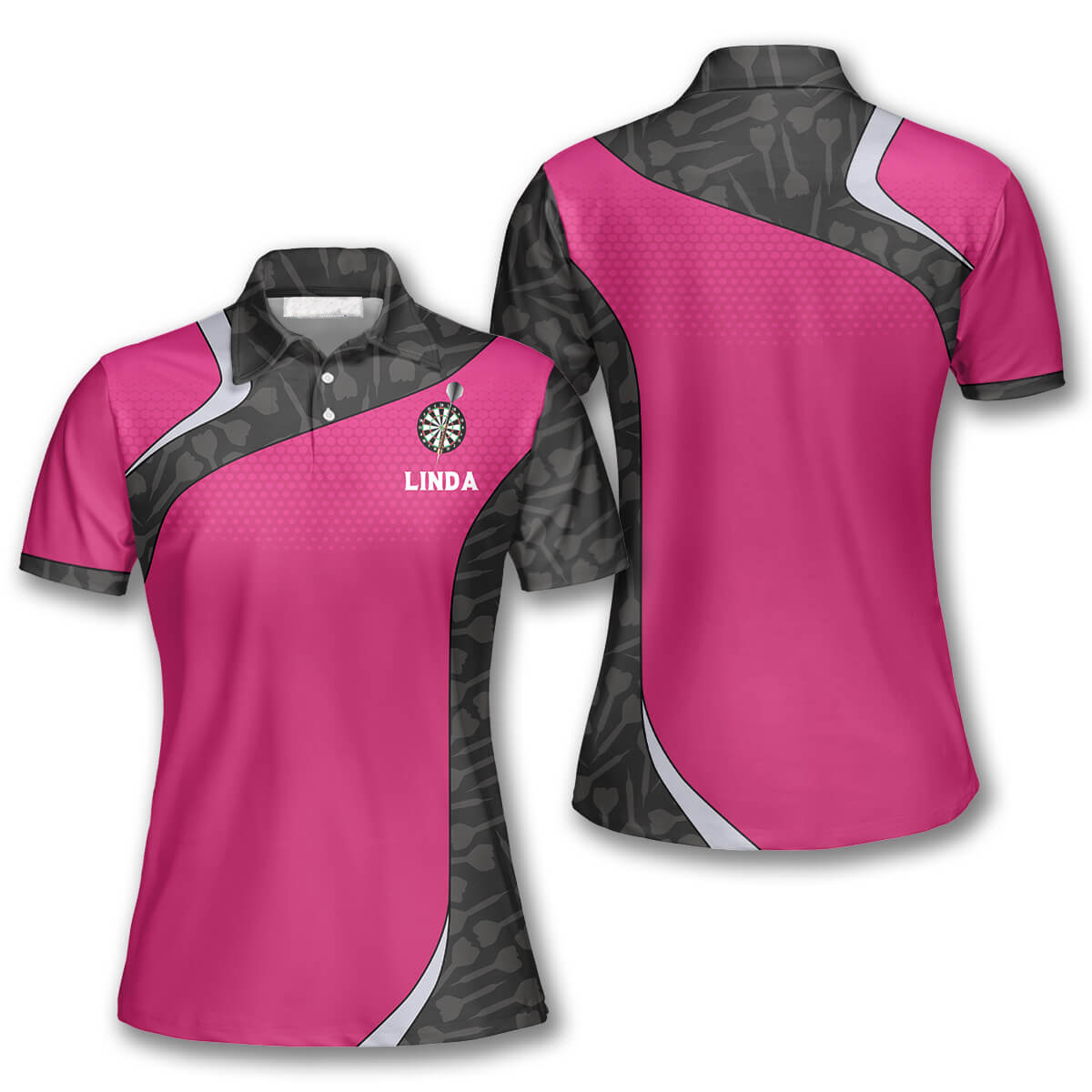 Arrows Black Pink Personalized Darts Button Polo