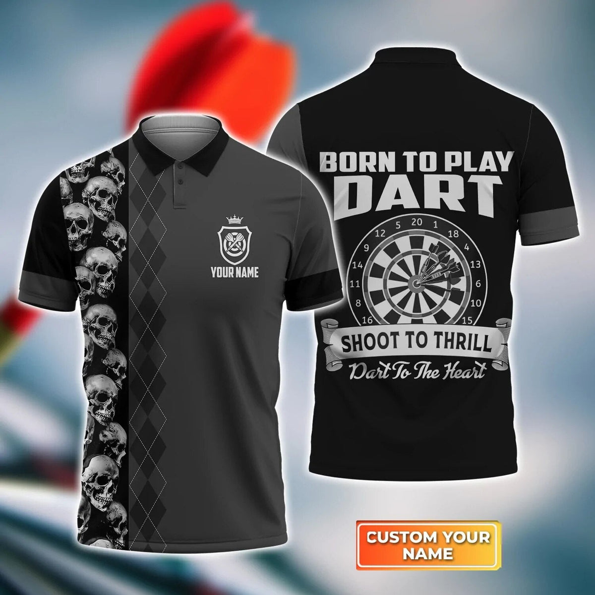 To the Heart for Man Personalized Darts Button Polo