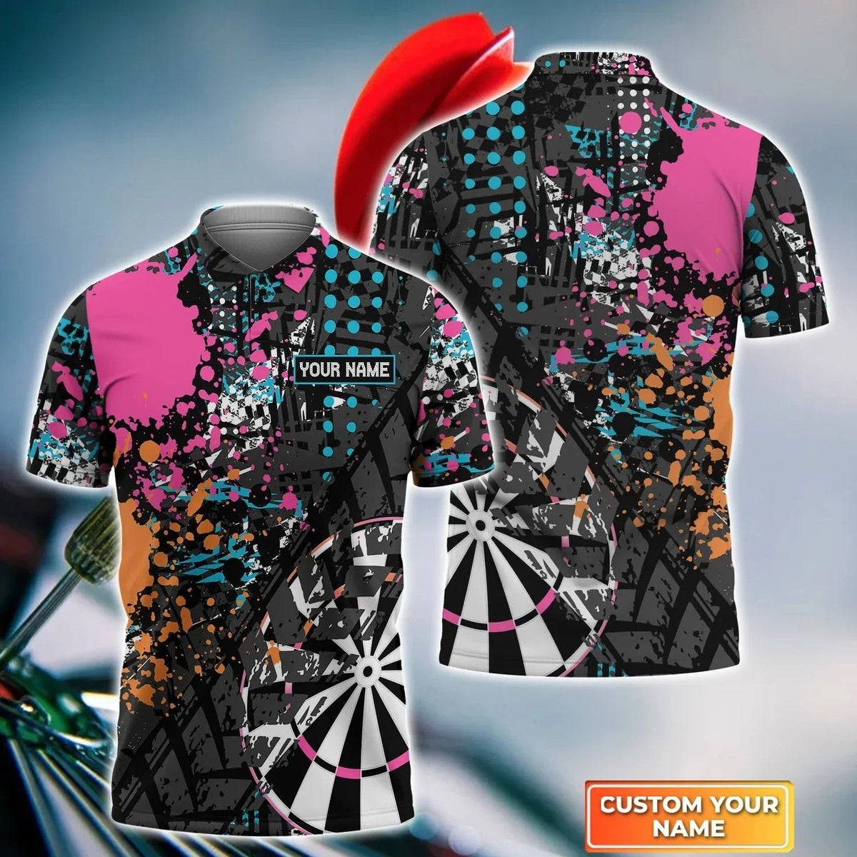 Player Mens Personalized Darts Button Polo