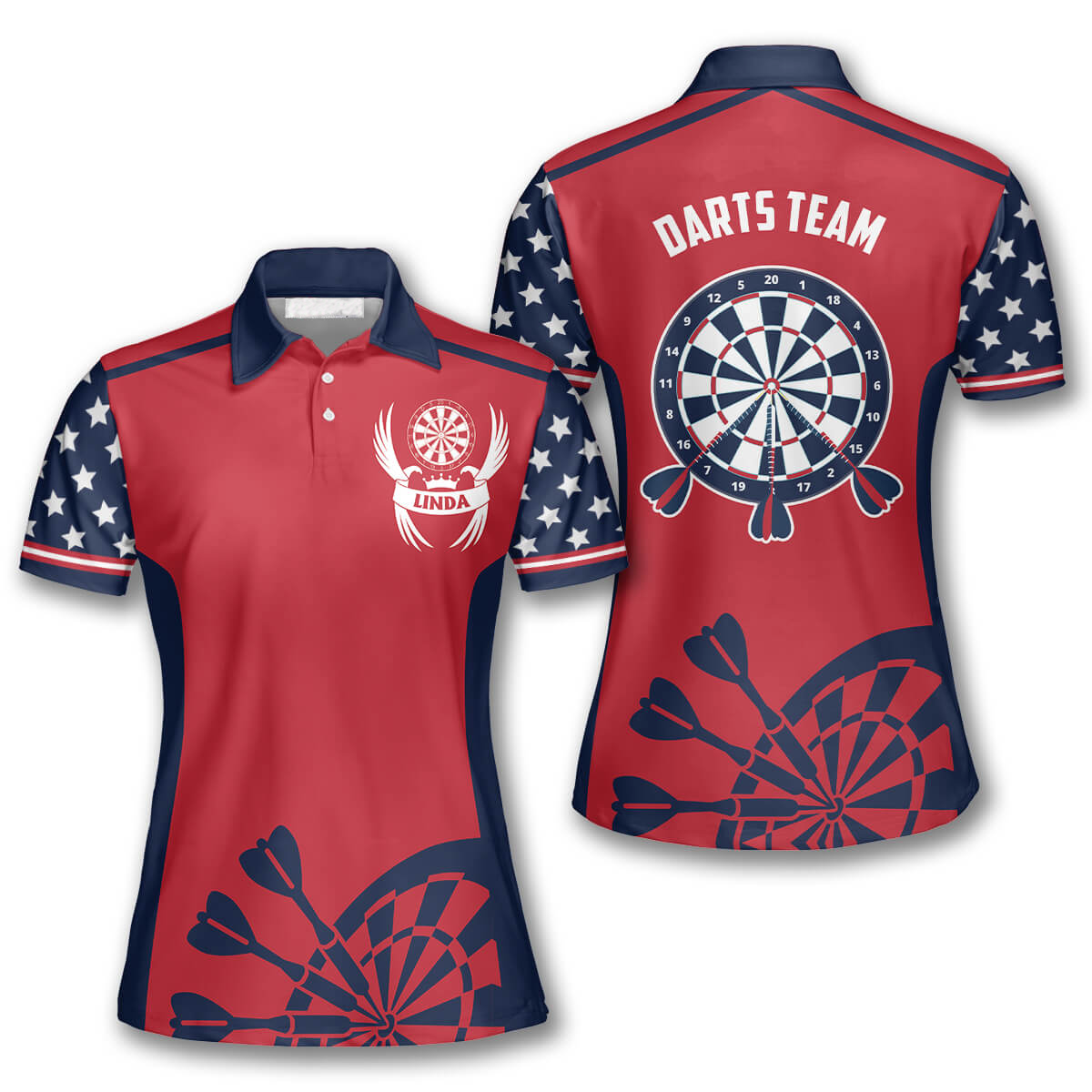 Patriotic Personalized Darts Button Polo