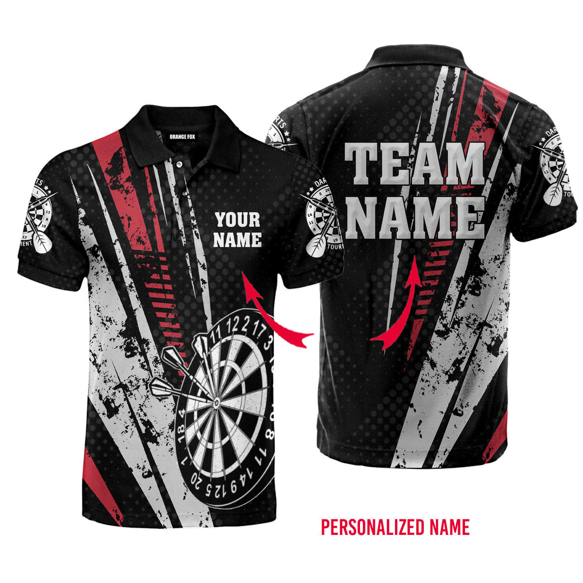 Team Personalized Darts Button Polo — Design 02