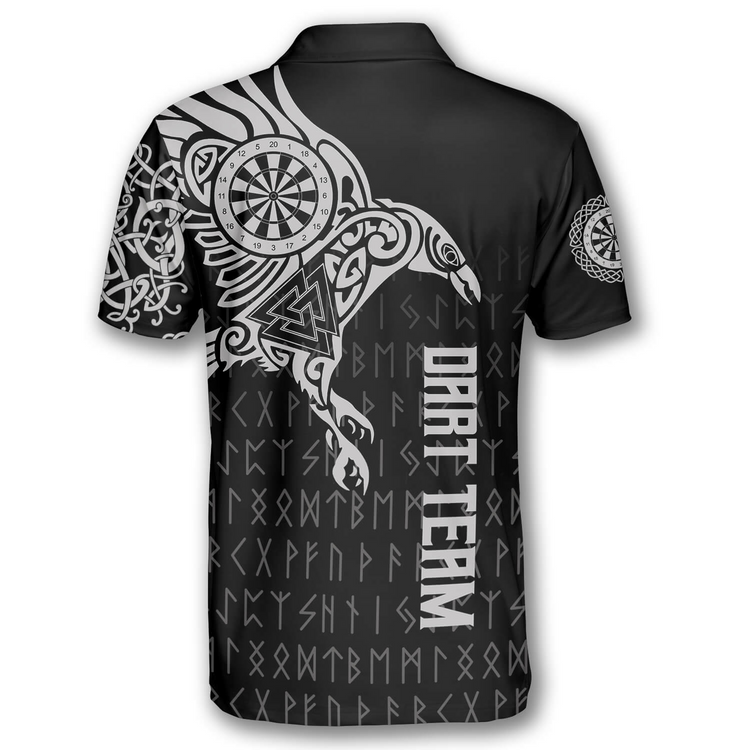 The Raven of Odin Viking Tattoo and Personalized Darts Button Polo