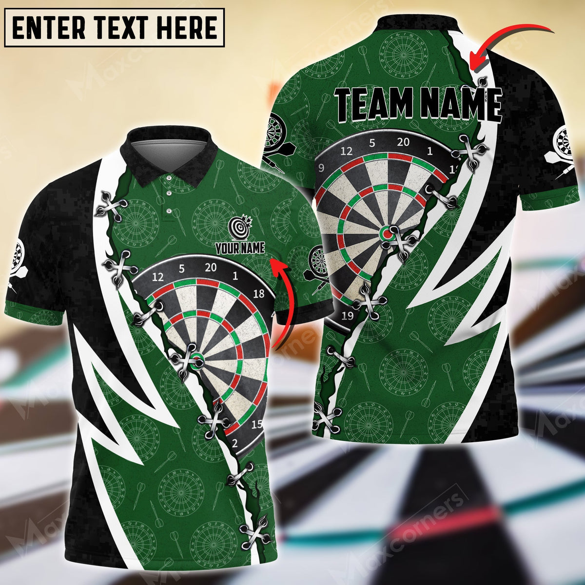 Wing Personalized Darts Button Polo