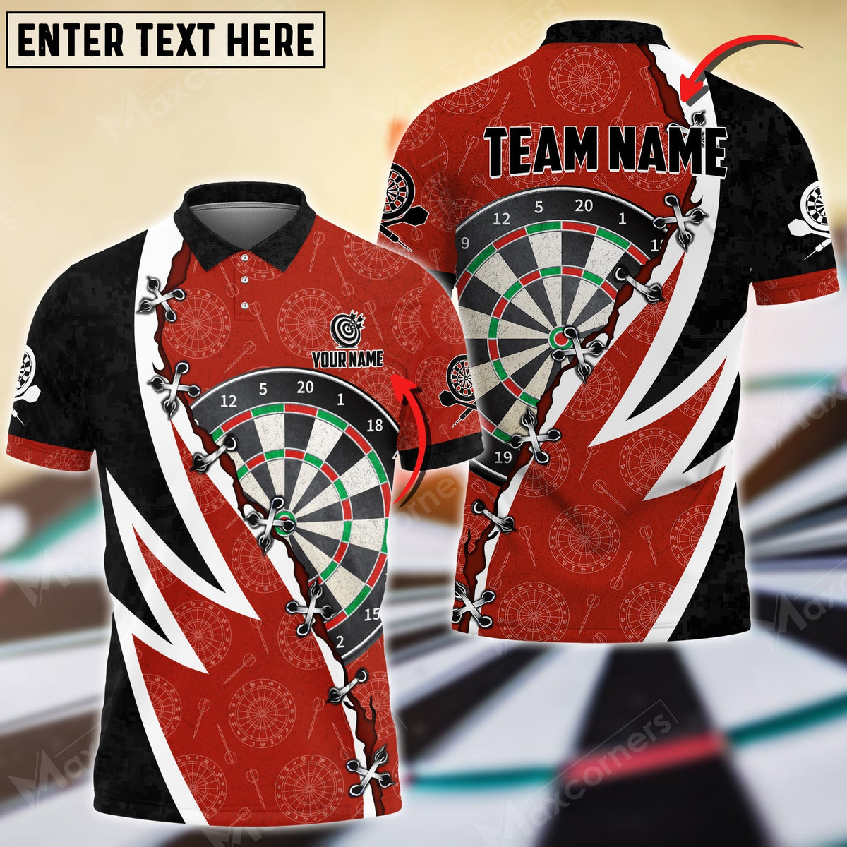 Wing Personalized Darts Button Polo
