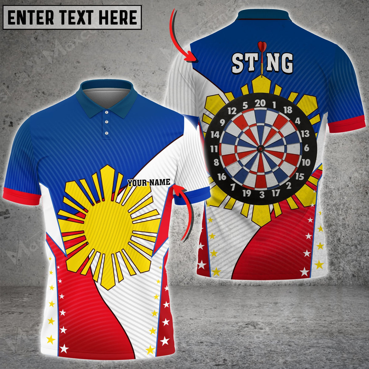 Philippines Personalized Darts Button Polo