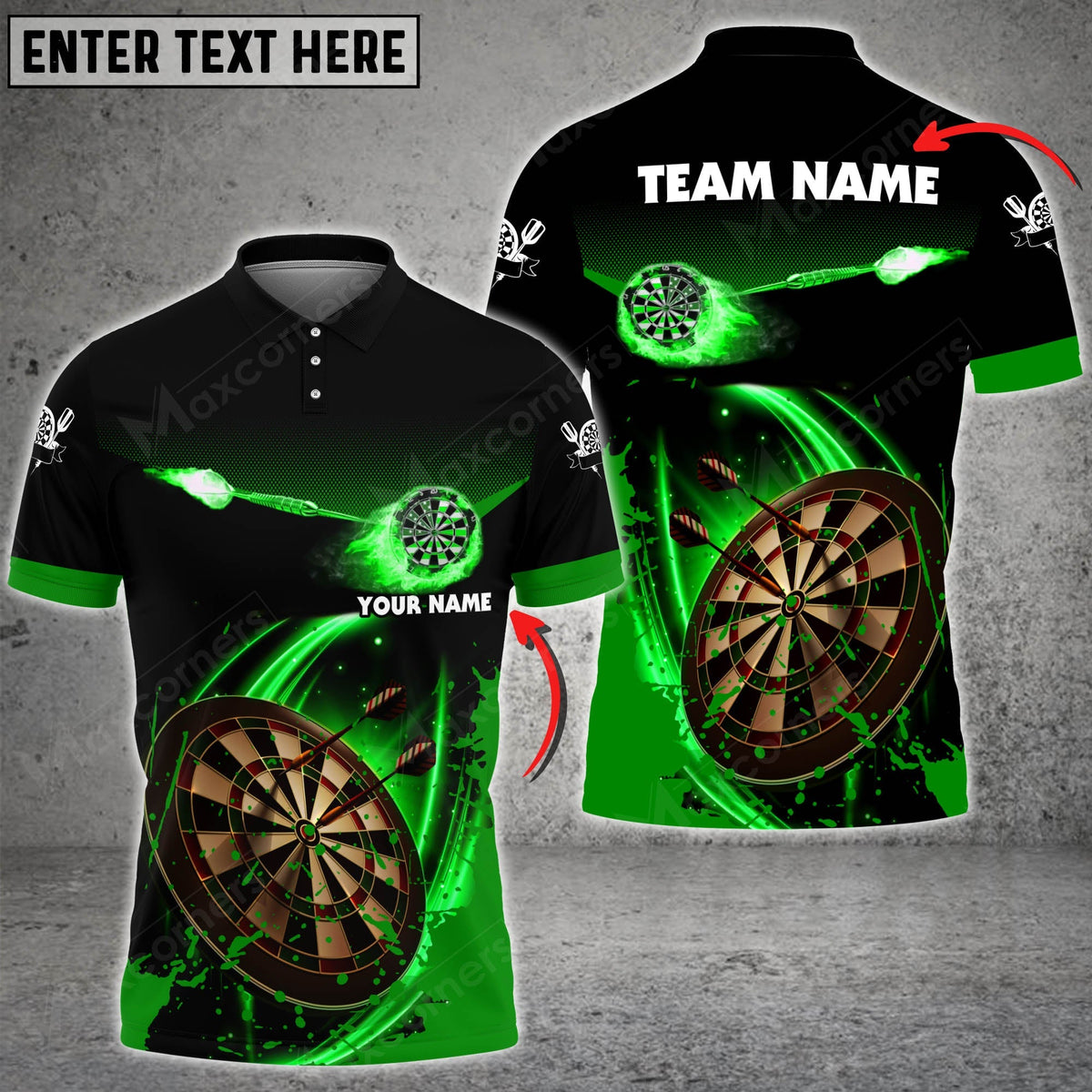 Fire Personalized Darts Button Polo