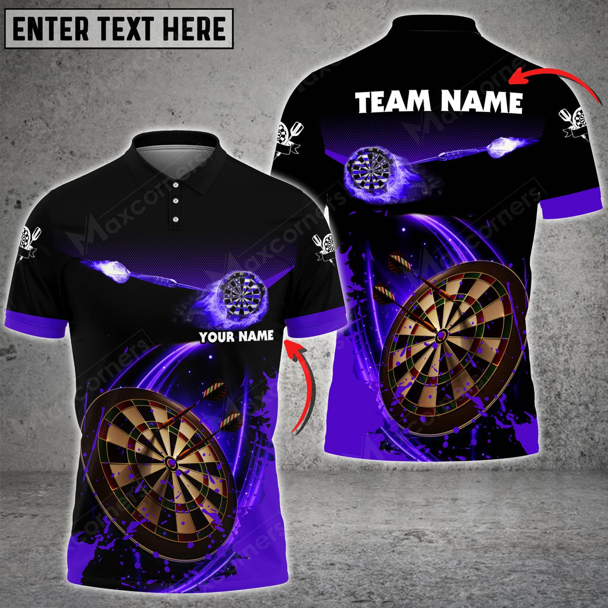 Fire Personalized Darts Button Polo