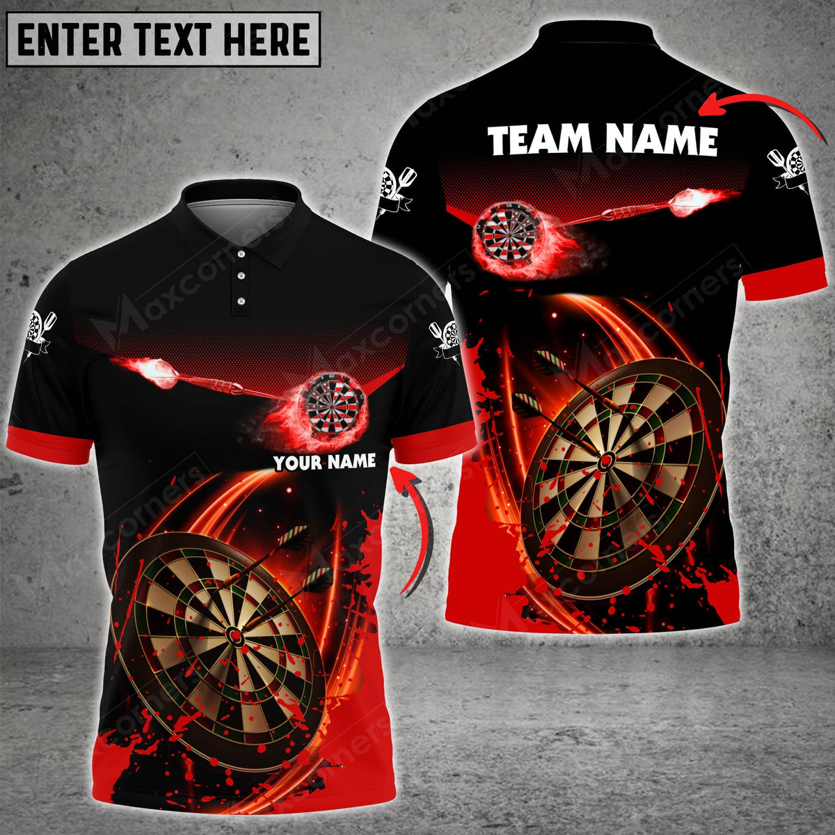 Fire Personalized Darts Button Polo