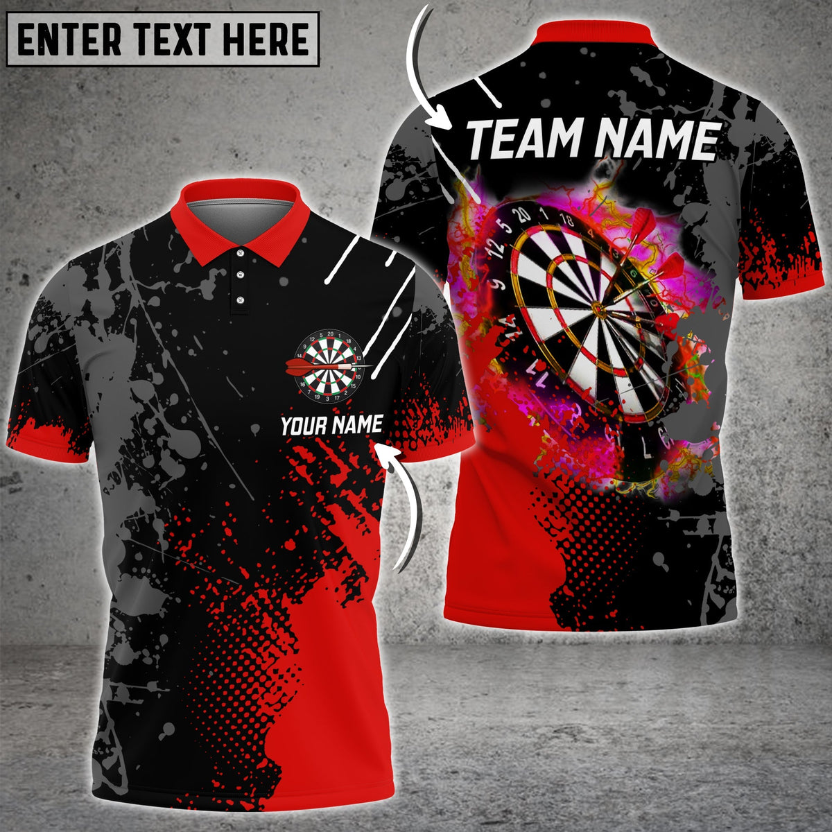 Paint Style Personalized Darts Button Polo