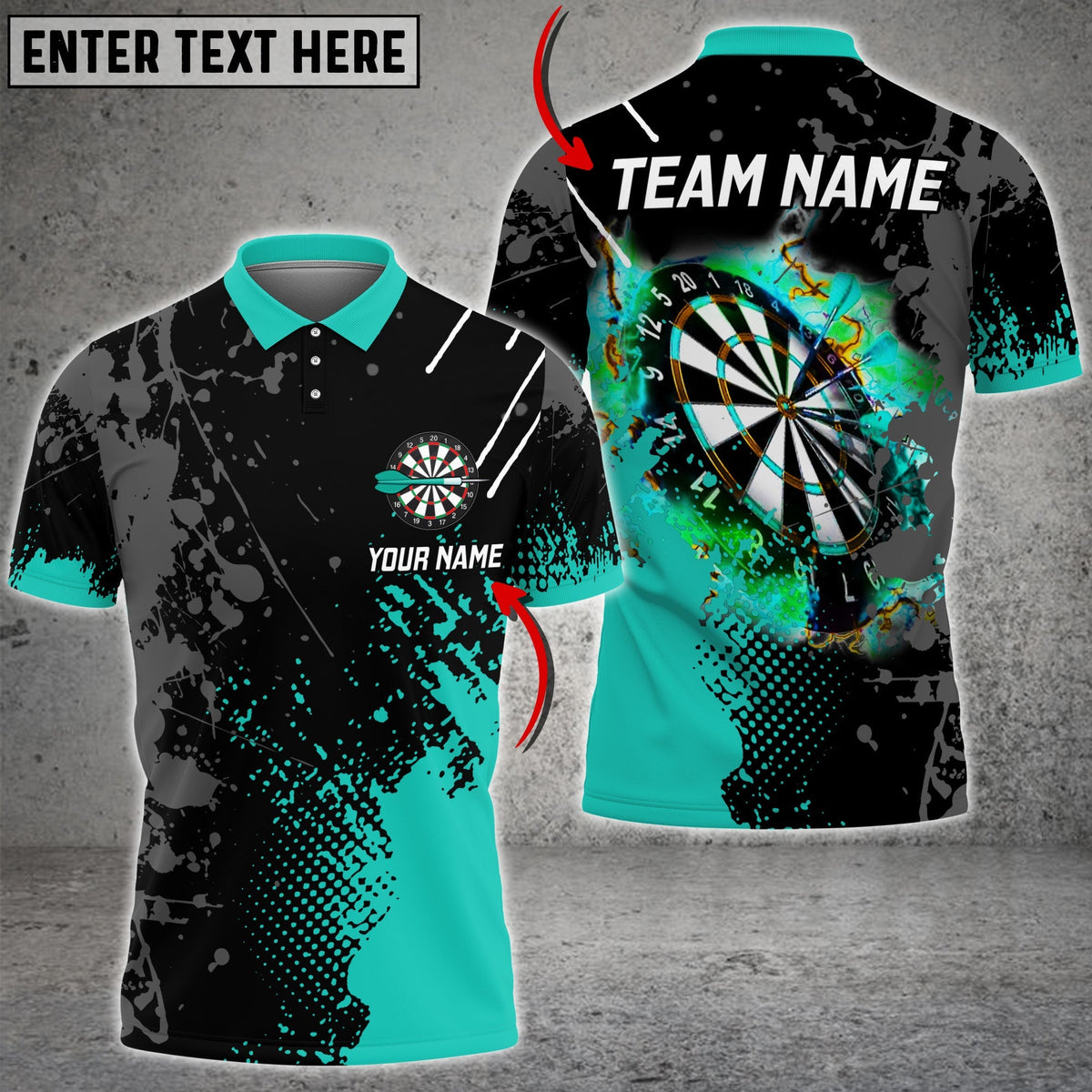 Paint Style Personalized Darts Button Polo