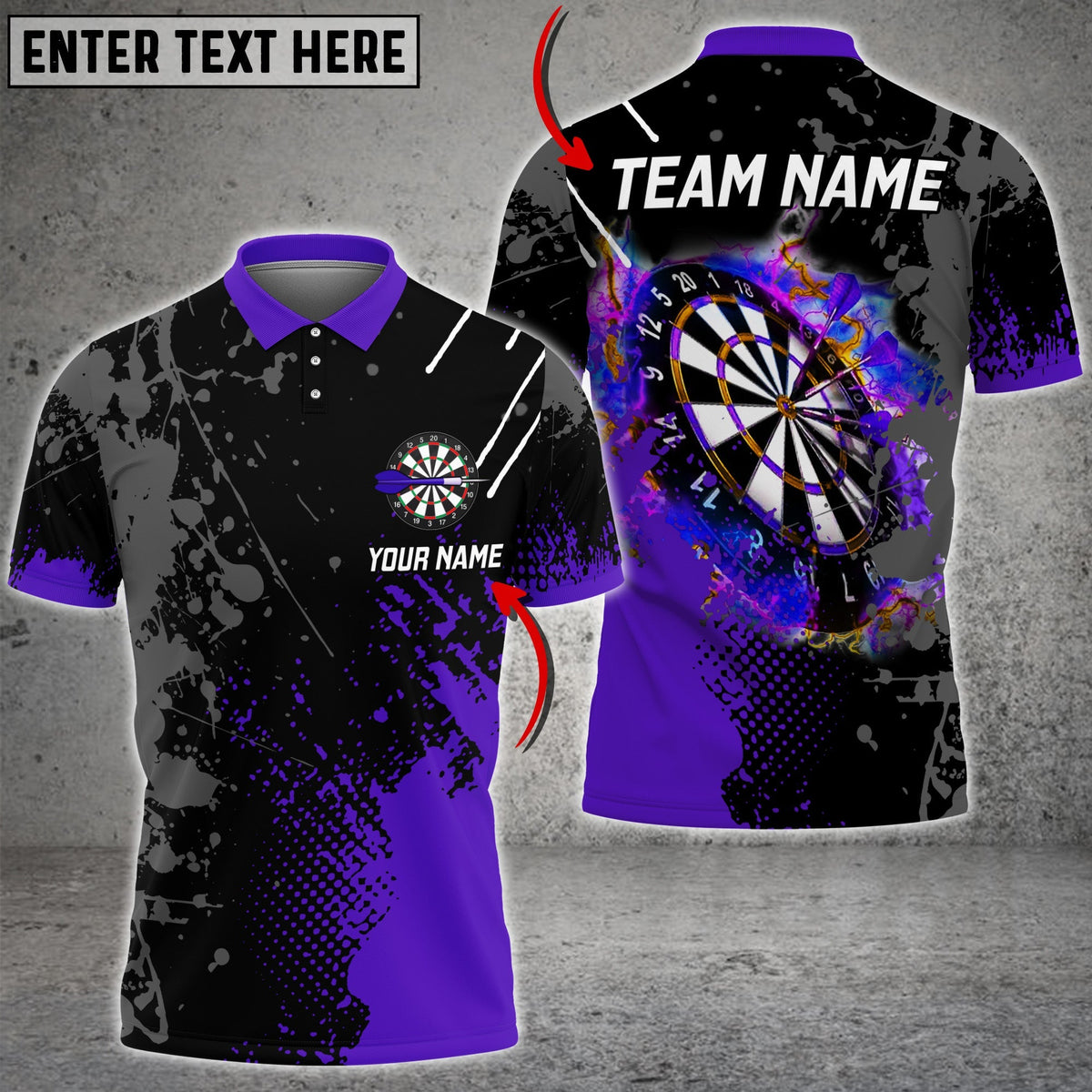 Paint Style Personalized Darts Button Polo