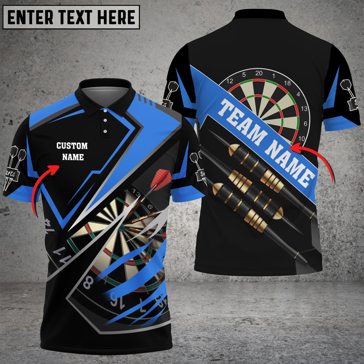 For Team Design Personalized Darts Button Polo