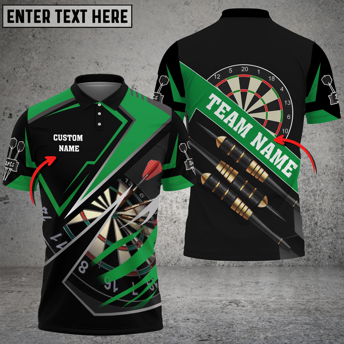 For Team Design Personalized Darts Button Polo