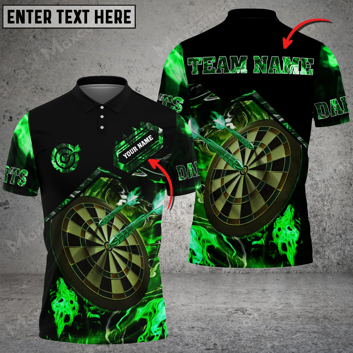 Flaming Magma Personalized Darts Button Polo