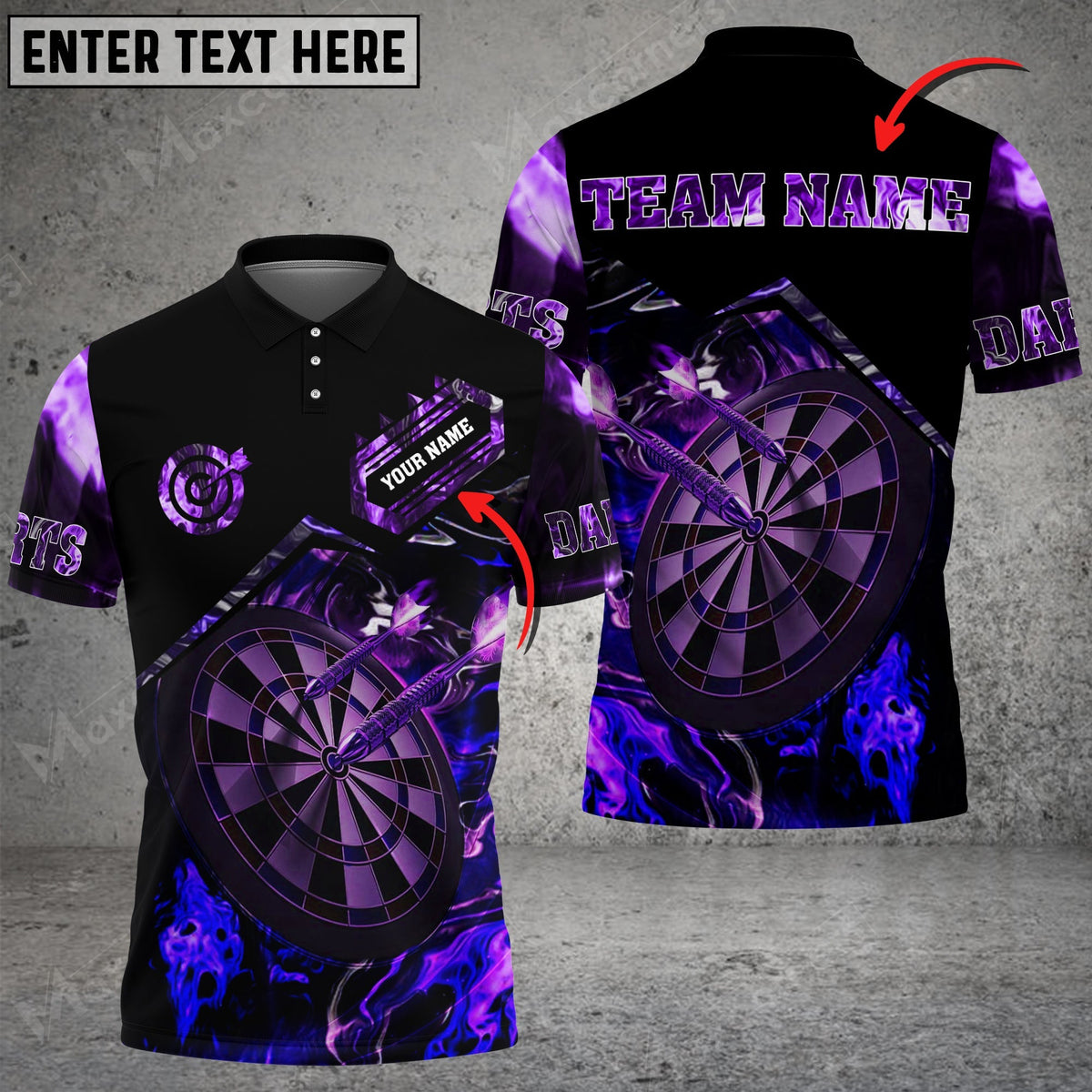 Flaming Magma Personalized Darts Button Polo