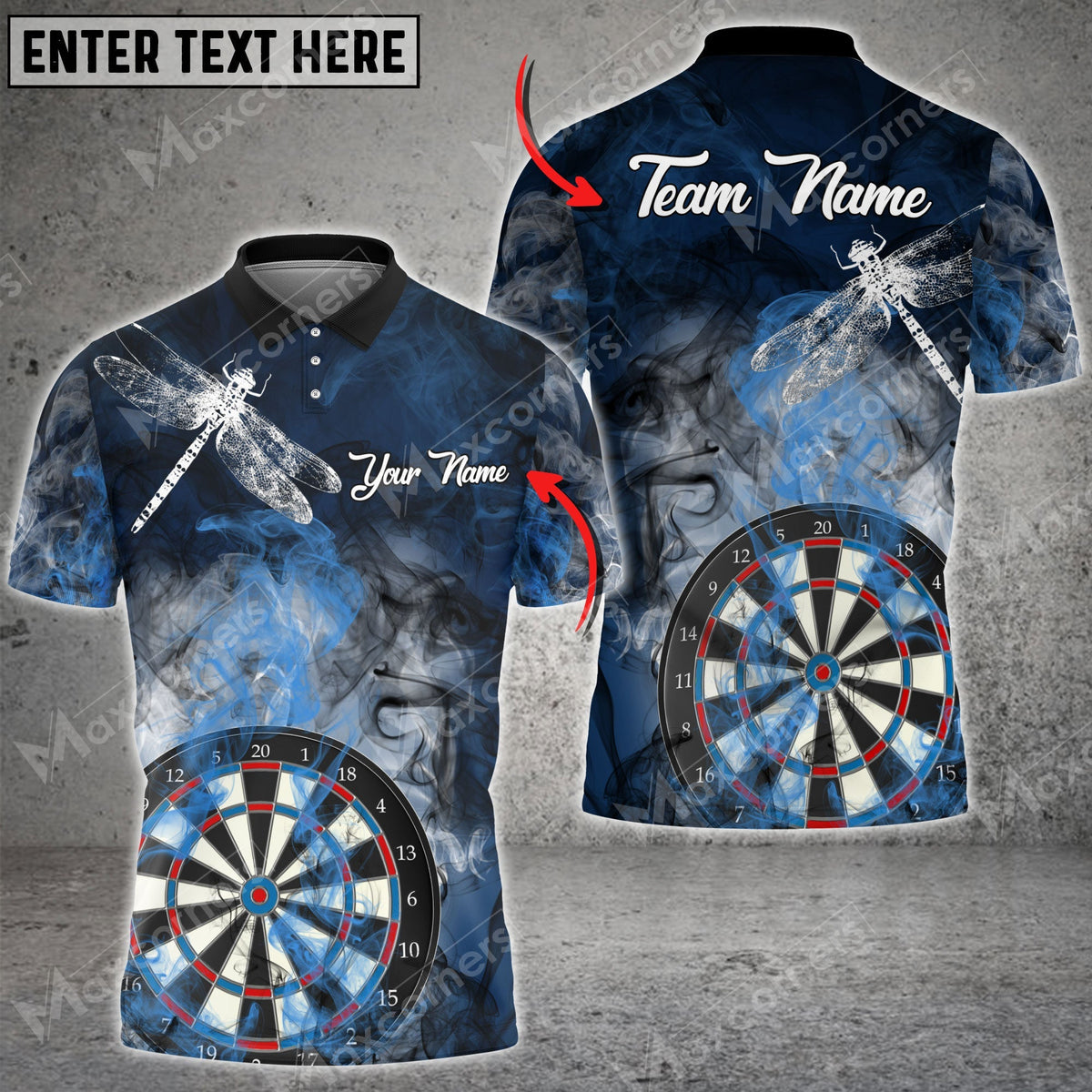 Smoke Color Options Personalized Darts Button Polo