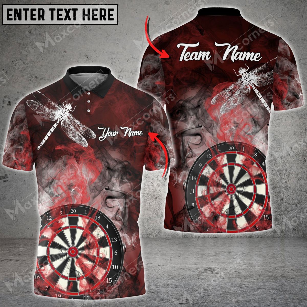 Smoke Color Options Personalized Darts Button Polo