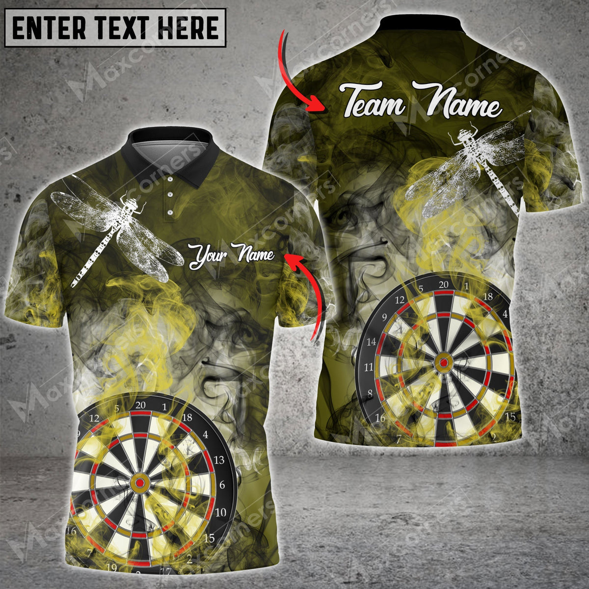 Smoke Color Options Personalized Darts Button Polo