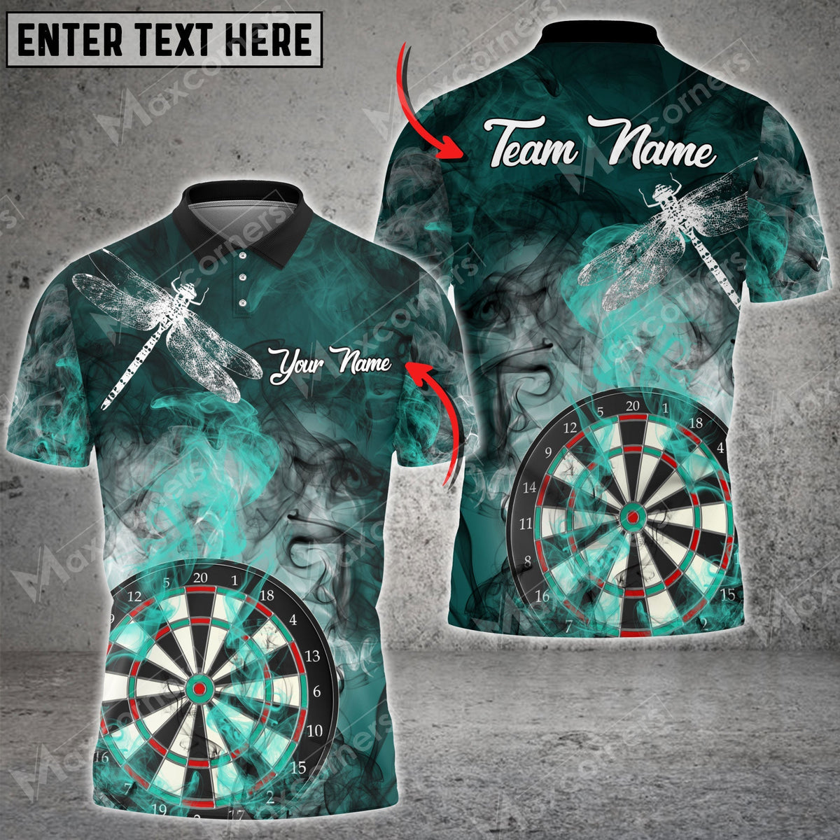 Smoke Color Options Personalized Darts Button Polo
