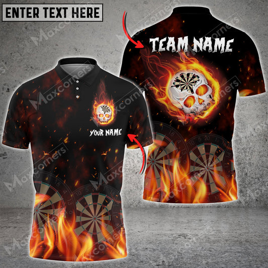 Skull Fire Board Personalized Darts Button Polo
