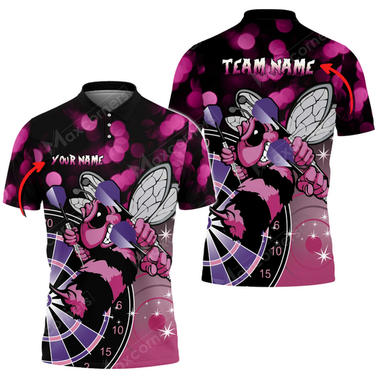 Pink Bee Personalized Darts Button Polo