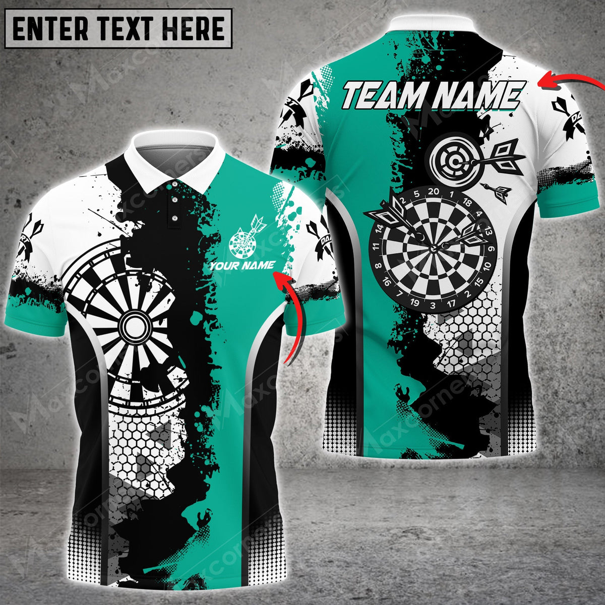 Abstract Personalized Darts Button Polo — Design 14