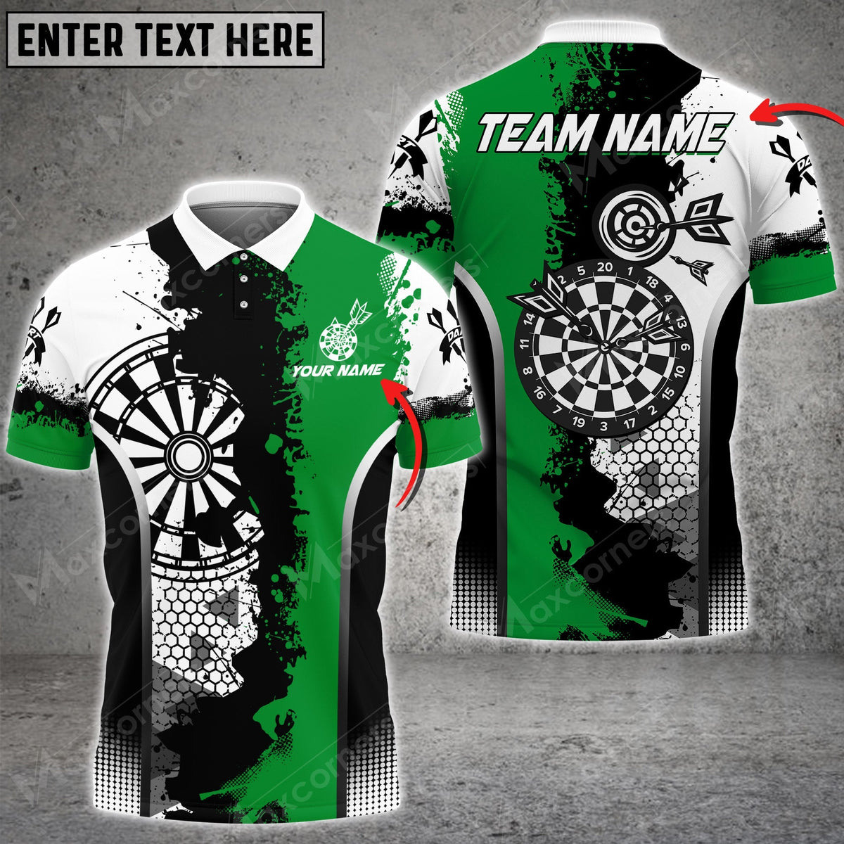 Abstract Personalized Darts Button Polo — Design 14