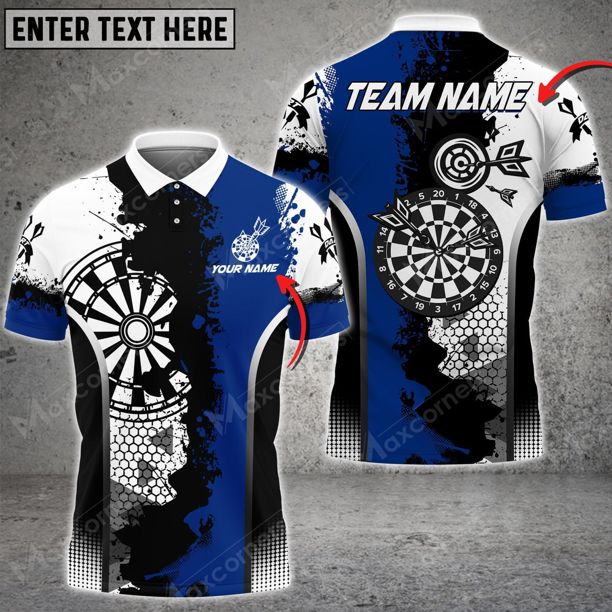 Abstract Personalized Darts Button Polo — Design 14