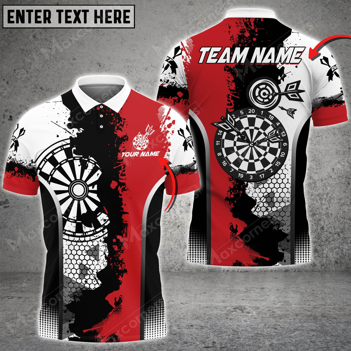 Abstract Personalized Darts Button Polo — Design 14