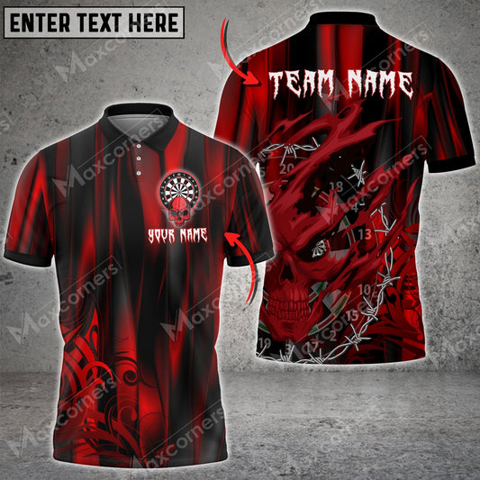 Red Skull Board Personalized Darts Button Polo