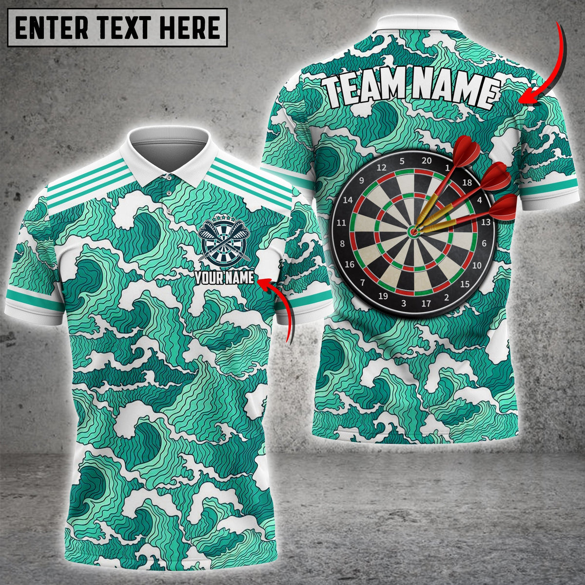 Tsunami Color Options Personalized Darts Button Polo