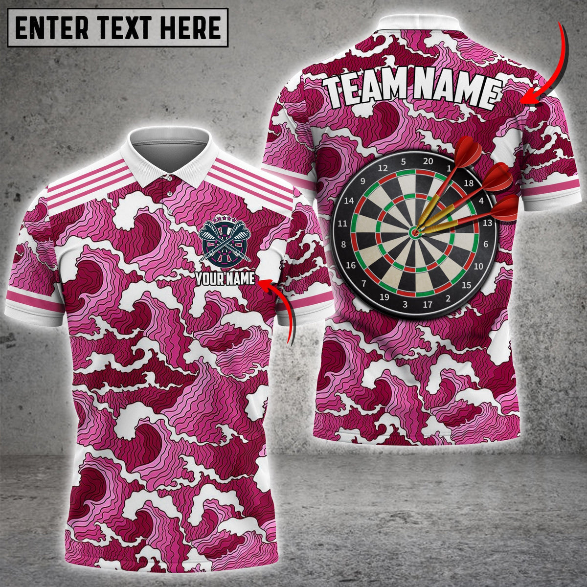 Tsunami Color Options Personalized Darts Button Polo