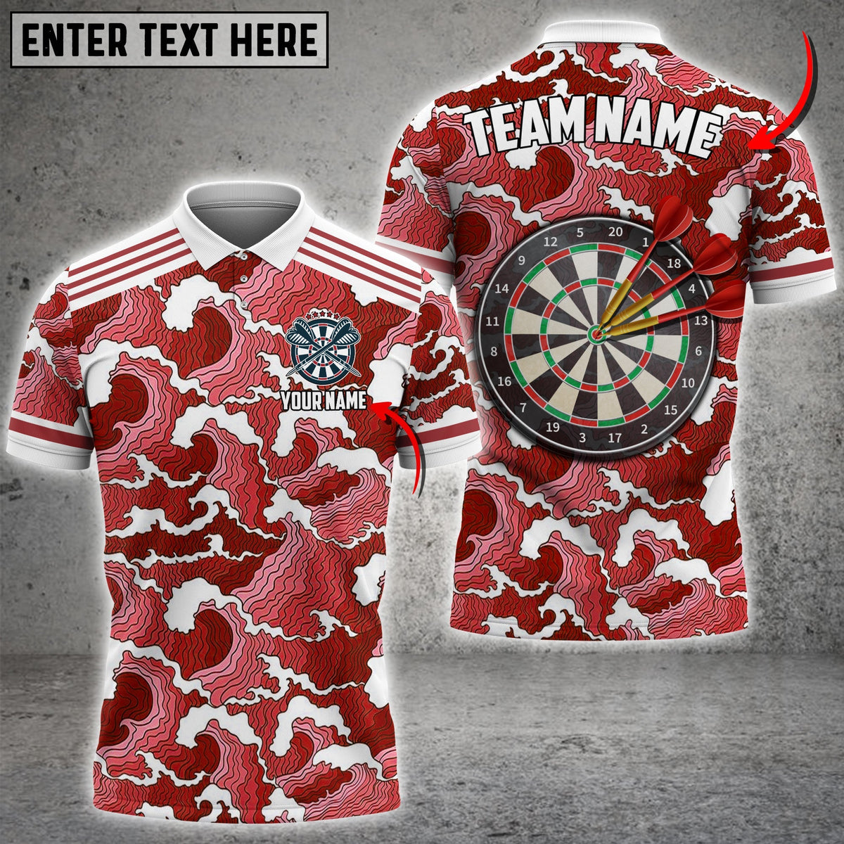 Tsunami Color Options Personalized Darts Button Polo