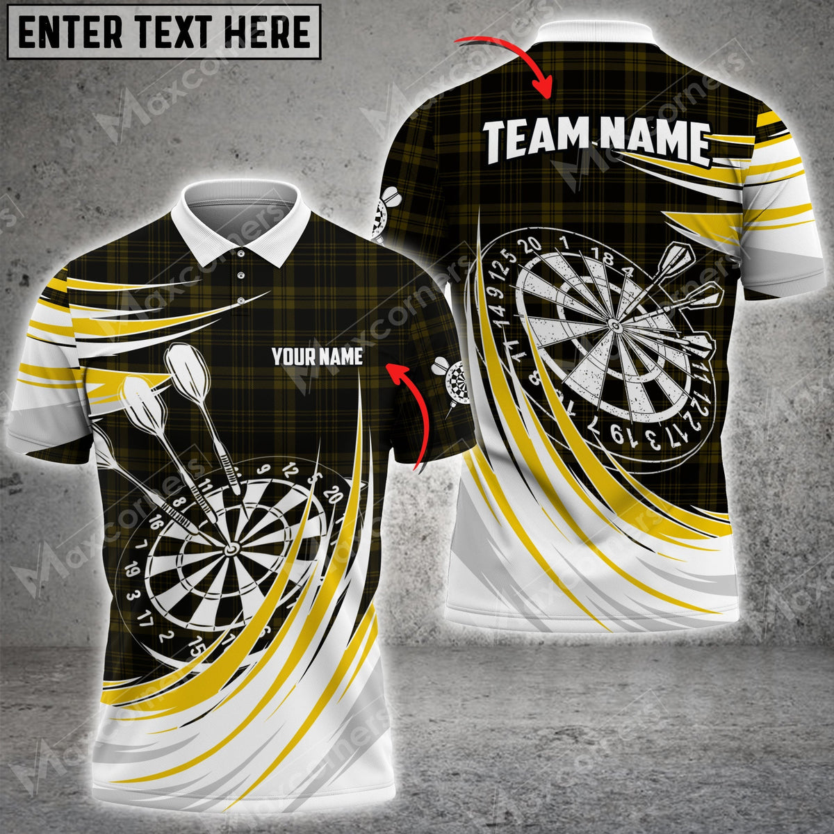 Plaid Color Options Personalized Darts Button Polo