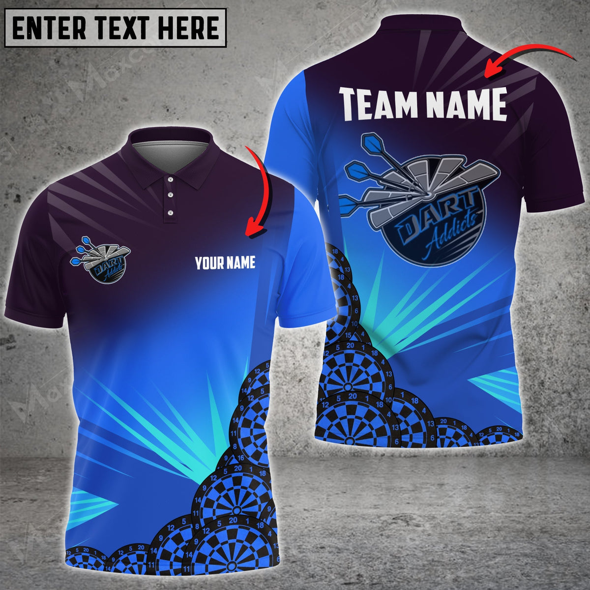 Color Options Personalized Darts Button Polo — Design 02
