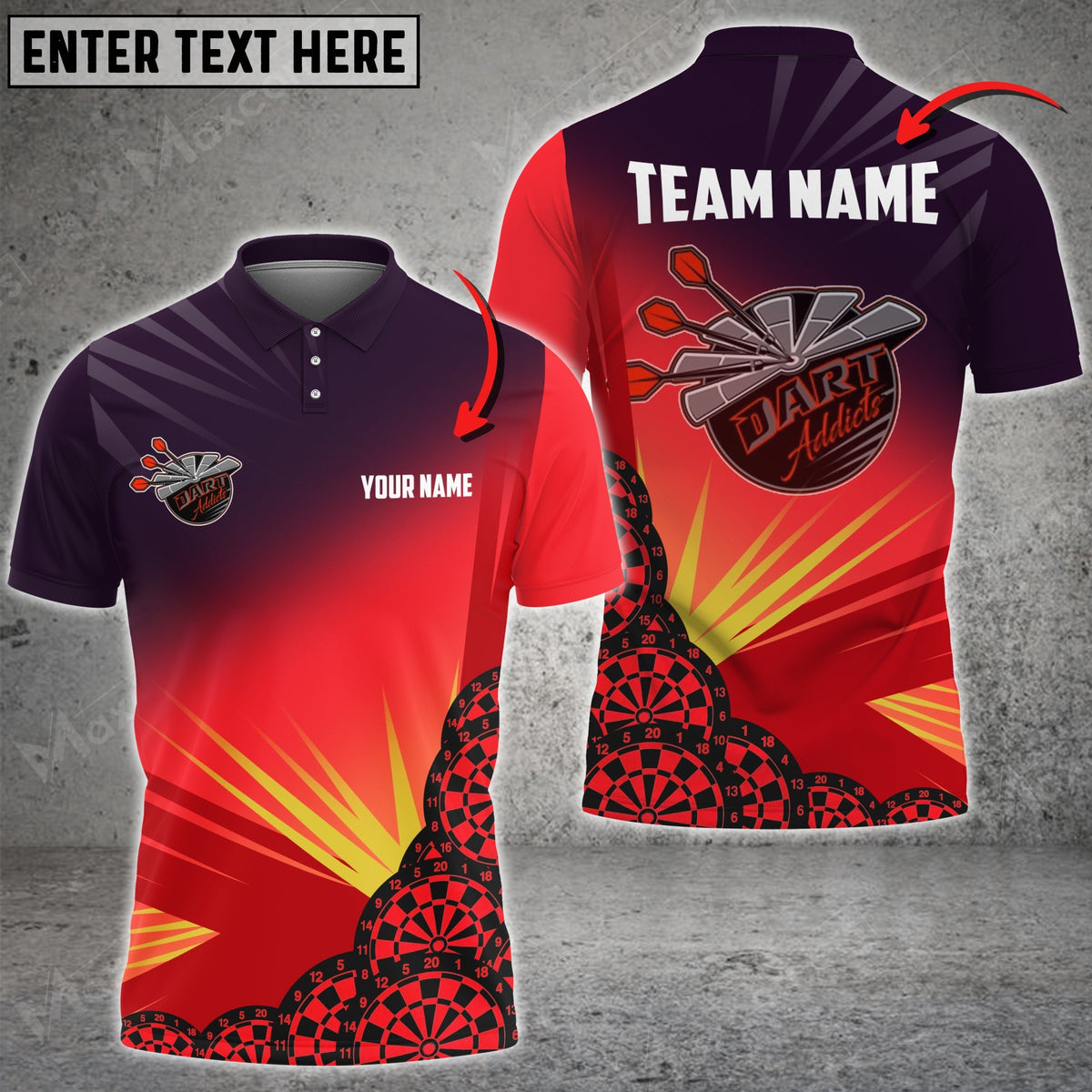Color Options Personalized Darts Button Polo — Design 02