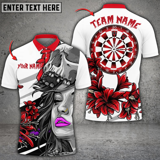 Red Flower Girl Board Personalized Darts Button Polo