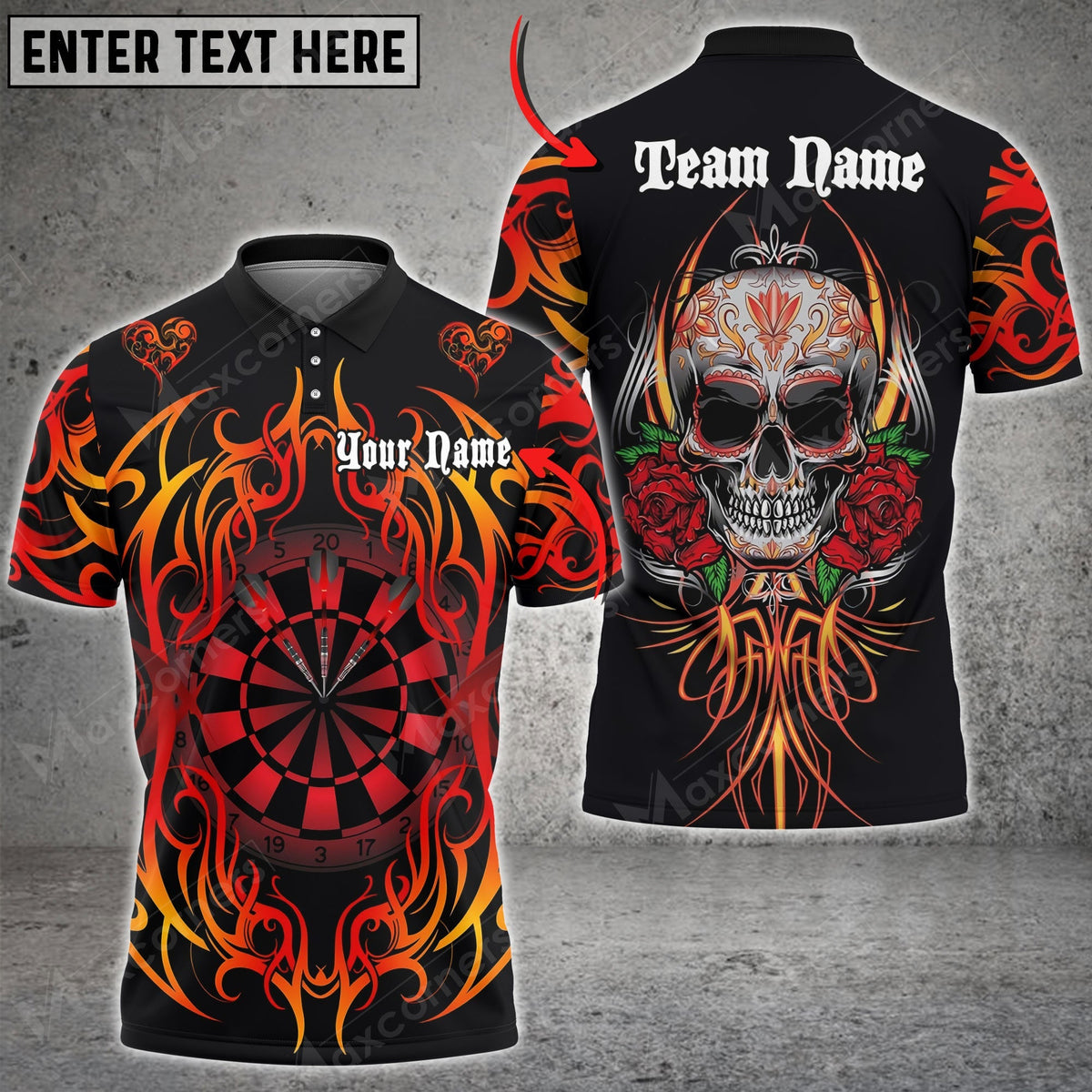 Firi Skull Personalized Darts Button Polo