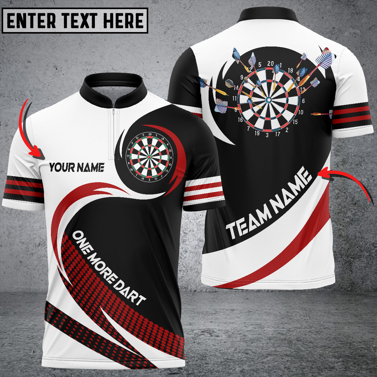 One More for Team Personalized Darts Button Polo