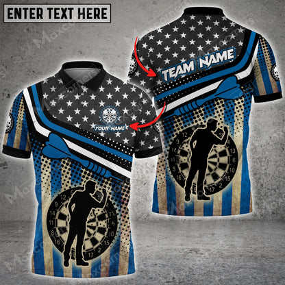 USA Flag Color Options Personalized Darts Button Polo