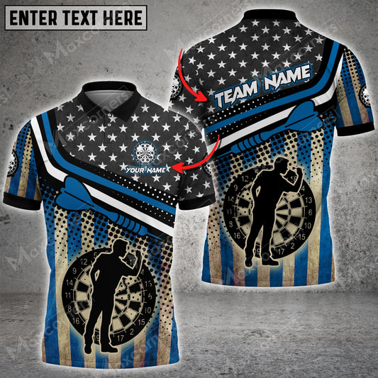 USA Flag Color Options Personalized Darts Button Polo
