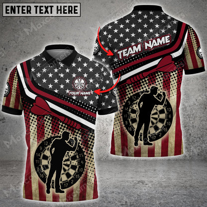 USA Flag Color Options Personalized Darts Button Polo