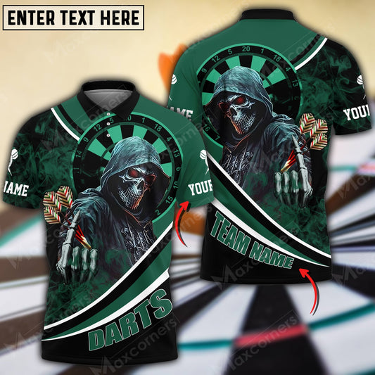 Cool Skull Options Personalized Darts Button Polo