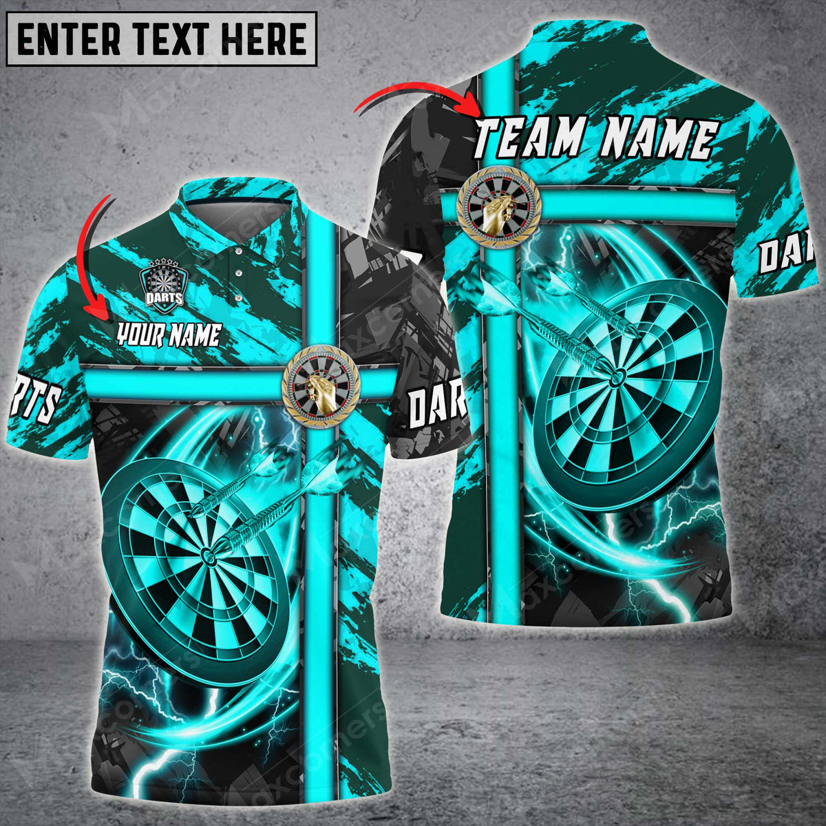 Cross Metal Personalized Darts Button Polo